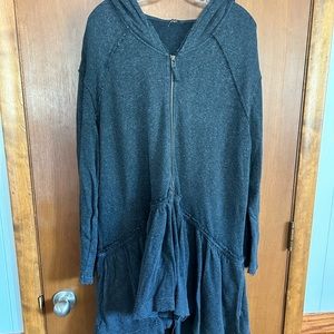 Free People Ruffle Hem Full Zip Hooded Sweatshirt